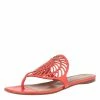 Hermes Coral Pink Leather Nautilus Thong Flats Size 37 For Women -Deals Hermes Store luxury women hermes used shoes p614010 010