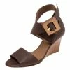 Hermes Brown Leather Wedge Ankle Strap Sandals Size 38.5 For Women -Deals Hermes Store luxury women hermes used shoes p614024 005