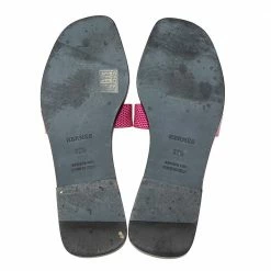 Hermes Pink Lizard Leather Oran Flats Size 37.5 For Women -Deals Hermes Store luxury women hermes used shoes p614314 009