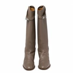 Hermes Light Brown Leather Jumping Boots Size 37 For Women -Deals Hermes Store luxury women hermes used shoes p616416 004
