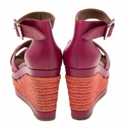 Hermes Black Leather Ilana Espadrille Wedges Sandals Size 37 For Women -Deals Hermes Store luxury women hermes used shoes p617563 007