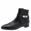 Hermes Hermès Black Leather Neo Ankle Length Boots Size 40 For Women