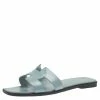 Hermes Sky Blue Epsom Calfskin Oran Sandals Size 36.5 For Women -Deals Hermes Store luxury women hermes used shoes p61817 0001