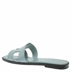 Hermes Sky Blue Epsom Calfskin Oran Sandals Size 36.5 For Women -Deals Hermes Store luxury women hermes used shoes p61817 0003