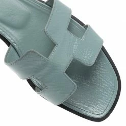 Hermes Sky Blue Epsom Calfskin Oran Sandals Size 36.5 For Women -Deals Hermes Store luxury women hermes used shoes p61817 0008
