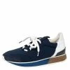 Hermes Navy Blue/White Nylon And Leather Buster Low Top Sneakers Size 36 For Women