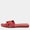 Hermes Red Leather Oran Flat Slides Size 36 For Women -Deals Hermes Store luxury women hermes used shoes p621987 001
