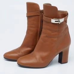 Hermes Brown Leather Joueuse Ankle Boots Size 37.5 For Women 12 Hermes Brown Leather Joueuse Ankle Boots Size 37.5 For Women -Deals Hermes Store luxury women hermes used shoes p621994 007
