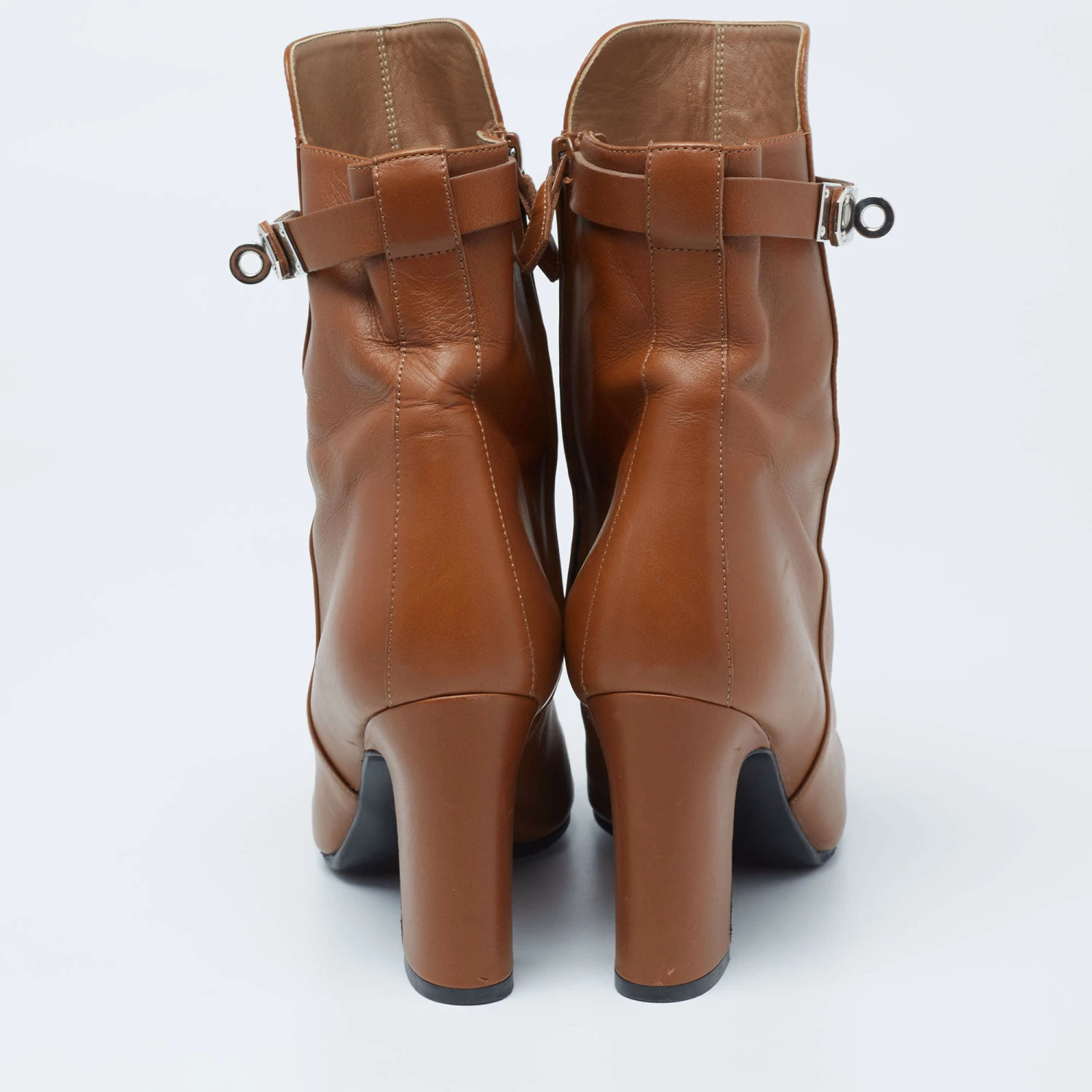 Hermes Brown Leather Joueuse Ankle Boots Size 37.5 For Women 7 Hermes Brown Leather Joueuse Ankle Boots Size 37.5 For Women - Image 5