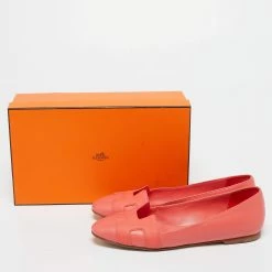 Hermes Hermès Coral Leather Nice Ballet Flats Size 37 For Women -Deals Hermes Store luxury women hermes used shoes p622868 001