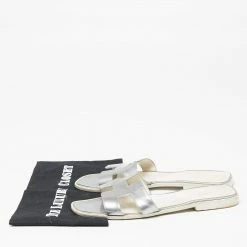 Hermes Silver Patent Leather Oran Sandals Size 41.5 For Women -Deals Hermes Store luxury women hermes used shoes p623935 010