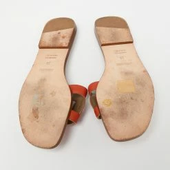Hermes Orange Leather Aloha Flat Slides Size 36 For Women -Deals Hermes Store luxury women hermes used shoes p624856 004