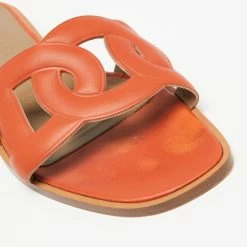 Hermes Orange Leather Aloha Flat Slides Size 36 For Women -Deals Hermes Store luxury women hermes used shoes p624856 005
