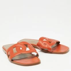 Hermes Orange Leather Aloha Flat Slides Size 36 For Women -Deals Hermes Store luxury women hermes used shoes p624856 006