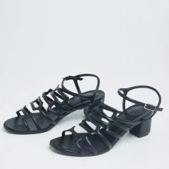 Hermes Black Leather Oracle Block Heel Ankle Strap Sandals Size 39 For Women -Deals Hermes Store luxury women hermes used shoes p625167 005