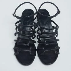 Hermes Black Leather Oracle Block Heel Ankle Strap Sandals Size 39 For Women -Deals Hermes Store luxury women hermes used shoes p625167 007