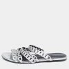 Hermes Silver Leather D'ancre Chaine Flat Sandals Size 36 For Women