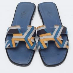 Hermes Hermès Multicolor Canvas Oran Flat Sandals Size 36 For Women -Deals Hermes Store luxury women hermes used shoes p625415 006