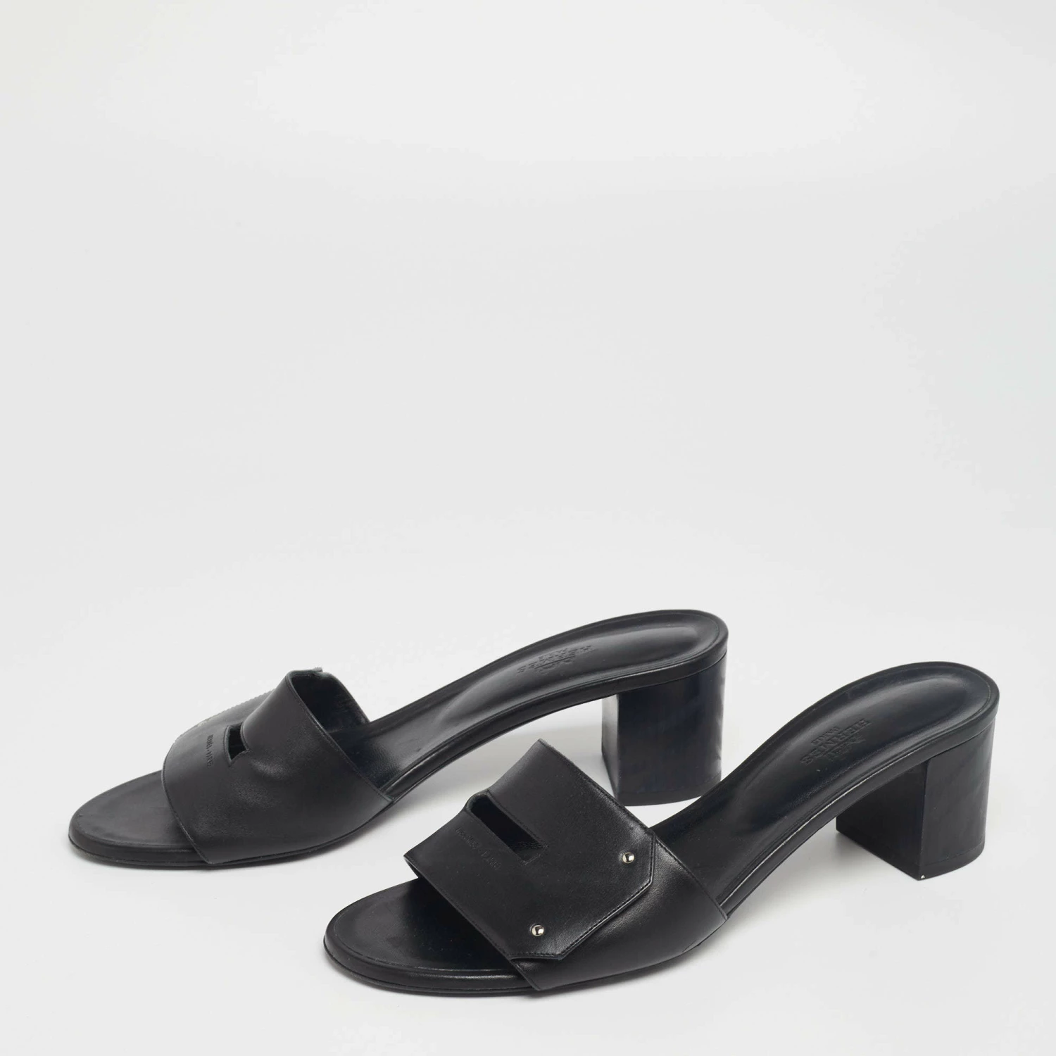 Hermes Black Leather View Slide Sandals Size 40 For Women 4 Hermes Black Leather View Slide Sandals Size 40 For Women - Image 2