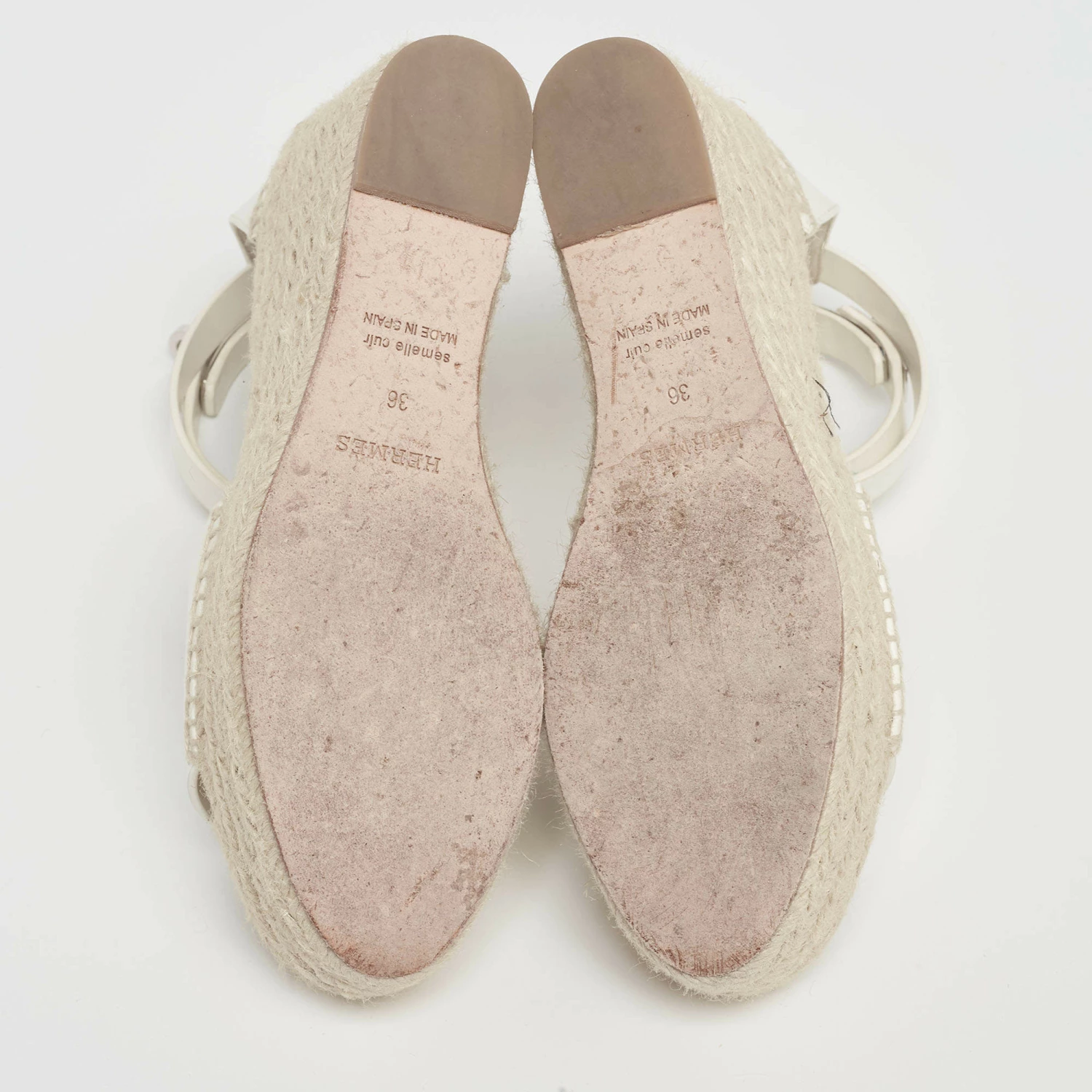 Hermes White Leather Espadrille Wedge Sandals Size Size 36 For Women 8 Hermes White Leather Espadrille Wedge Sandals Size Size 36 For Women - Image 6