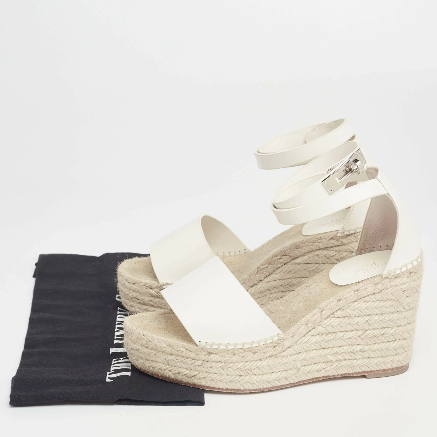 Hermes White Leather Espadrille Wedge Sandals Size Size 36 For Women 10 Hermes White Leather Espadrille Wedge Sandals Size Size 36 For Women - Image 8
