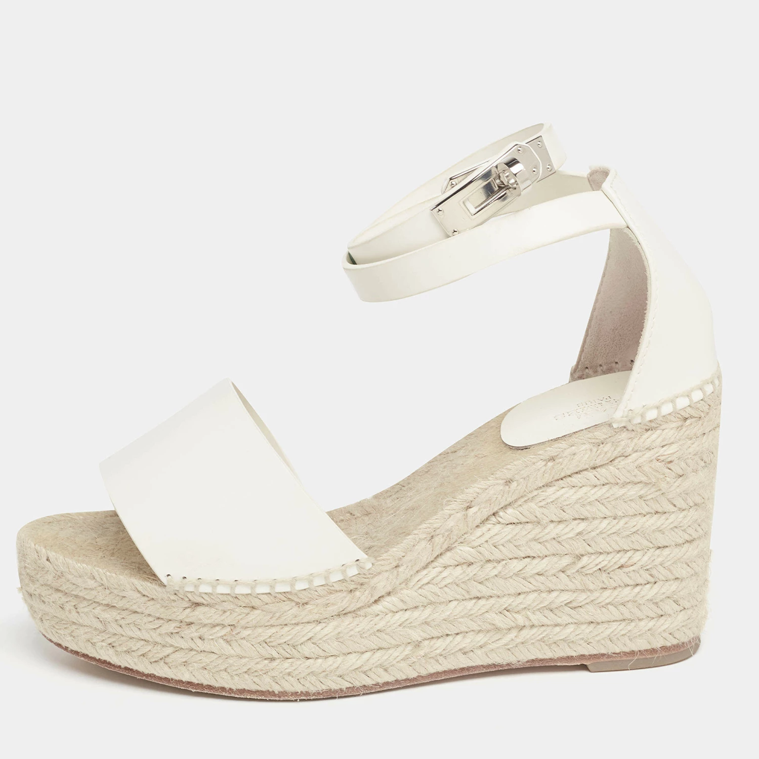 Hermes White Leather Espadrille Wedge Sandals Size Size 36 For Women 3 Hermes White Leather Espadrille Wedge Sandals Size Size 36 For Women