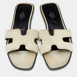 Hermes Metallic Twisted Metal Thread Oran Flats Size 37.5 For Women 12 Hermes Metallic Twisted Metal Thread Oran Flats Size 37.5 For Women -Deals Hermes Store luxury women hermes used shoes p628532 002