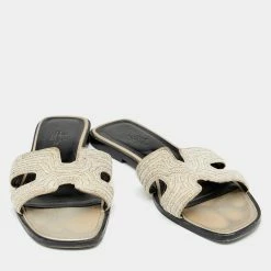 Hermes Metallic Twisted Metal Thread Oran Flats Size 37.5 For Women 13 Hermes Metallic Twisted Metal Thread Oran Flats Size 37.5 For Women -Deals Hermes Store luxury women hermes used shoes p628532 003