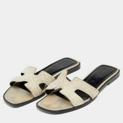 Hermes Metallic Twisted Metal Thread Oran Flats Size 37.5 For Women 11 Hermes Metallic Twisted Metal Thread Oran Flats Size 37.5 For Women -Deals Hermes Store luxury women hermes used shoes p628532 004