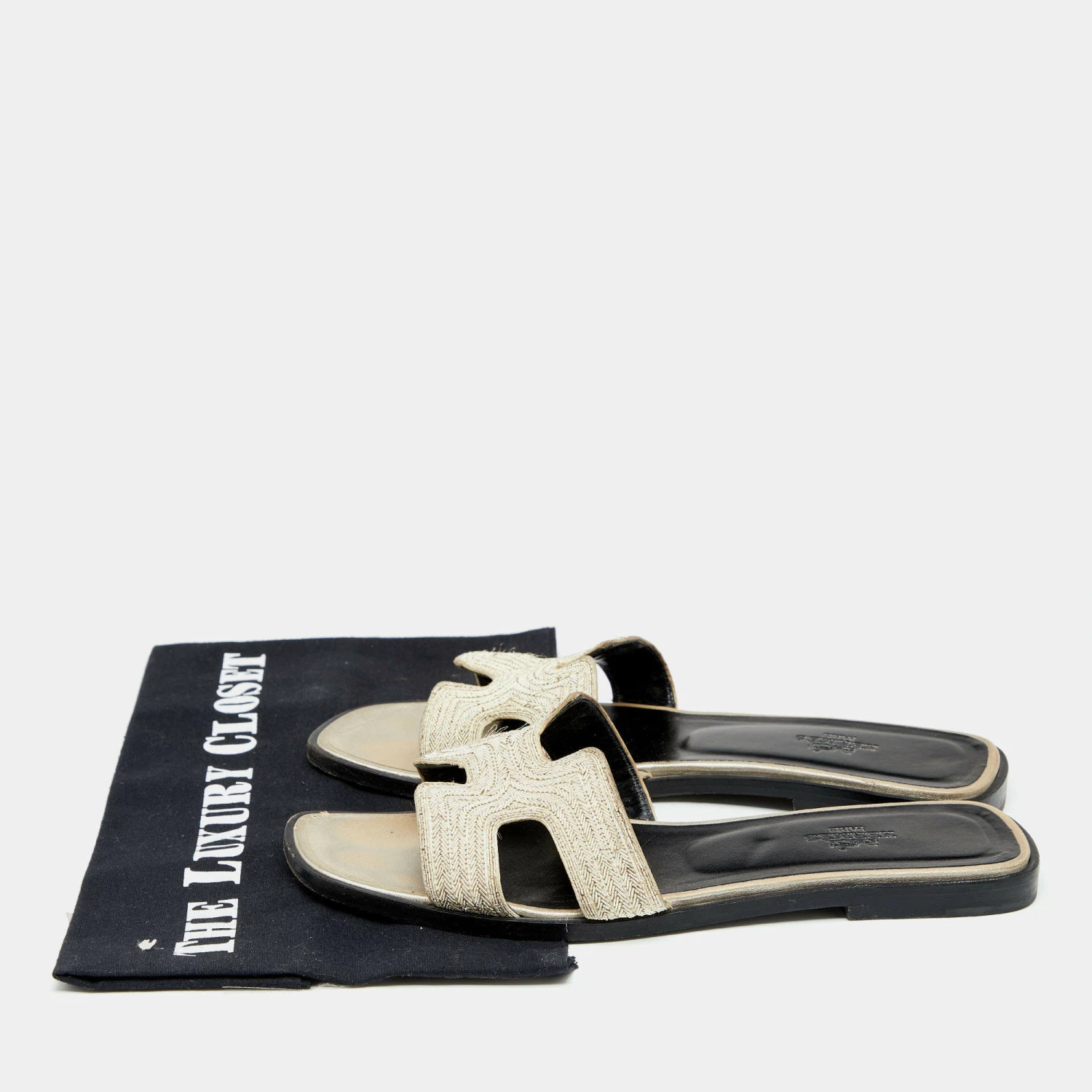 Hermes Metallic Twisted Metal Thread Oran Flats Size 37.5 For Women 10 Hermes Metallic Twisted Metal Thread Oran Flats Size 37.5 For Women - Image 8