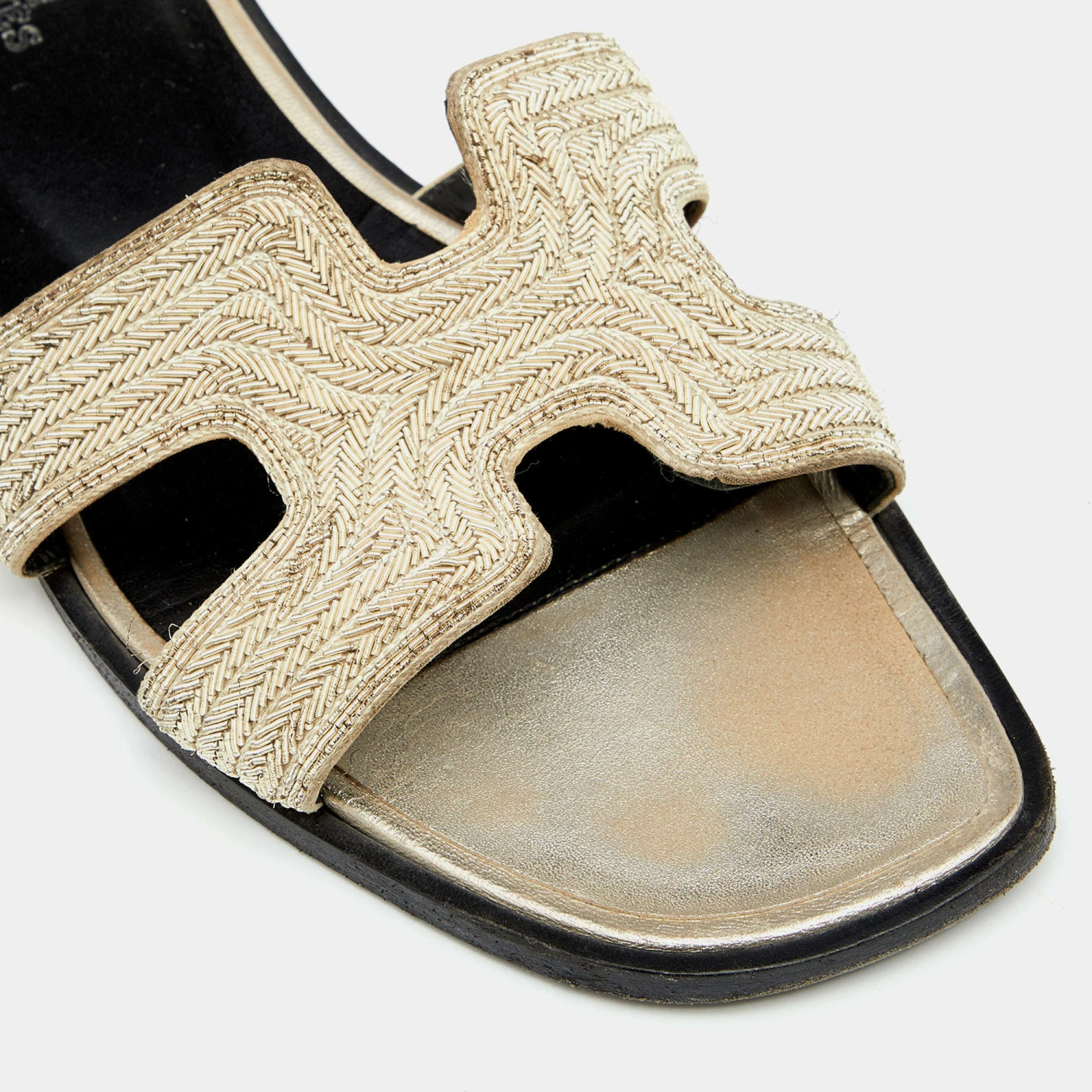 Hermes Metallic Twisted Metal Thread Oran Flats Size 37.5 For Women 9 Hermes Metallic Twisted Metal Thread Oran Flats Size 37.5 For Women - Image 7