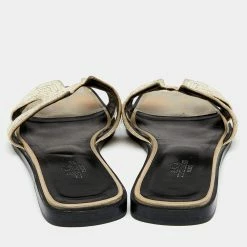 Hermes Metallic Twisted Metal Thread Oran Flats Size 37.5 For Women 14 Hermes Metallic Twisted Metal Thread Oran Flats Size 37.5 For Women -Deals Hermes Store luxury women hermes used shoes p628532 007