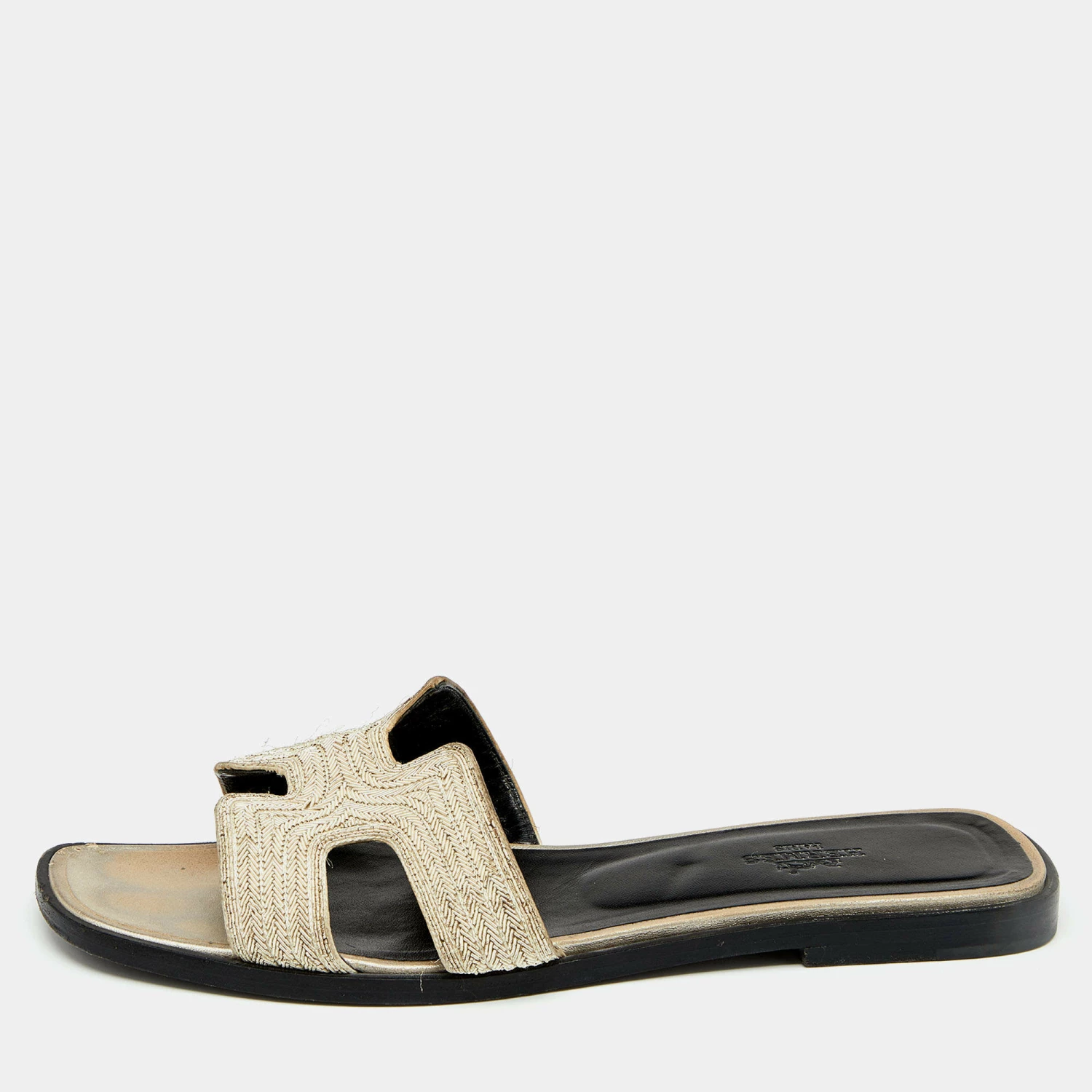 Hermes Metallic Twisted Metal Thread Oran Flats Size 37.5 For Women 3 Hermes Metallic Twisted Metal Thread Oran Flats Size 37.5 For Women