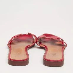 Hermes Red Leather Oran Sandals Size 37.5 For Women -Deals Hermes Store luxury women hermes used shoes p629035 004