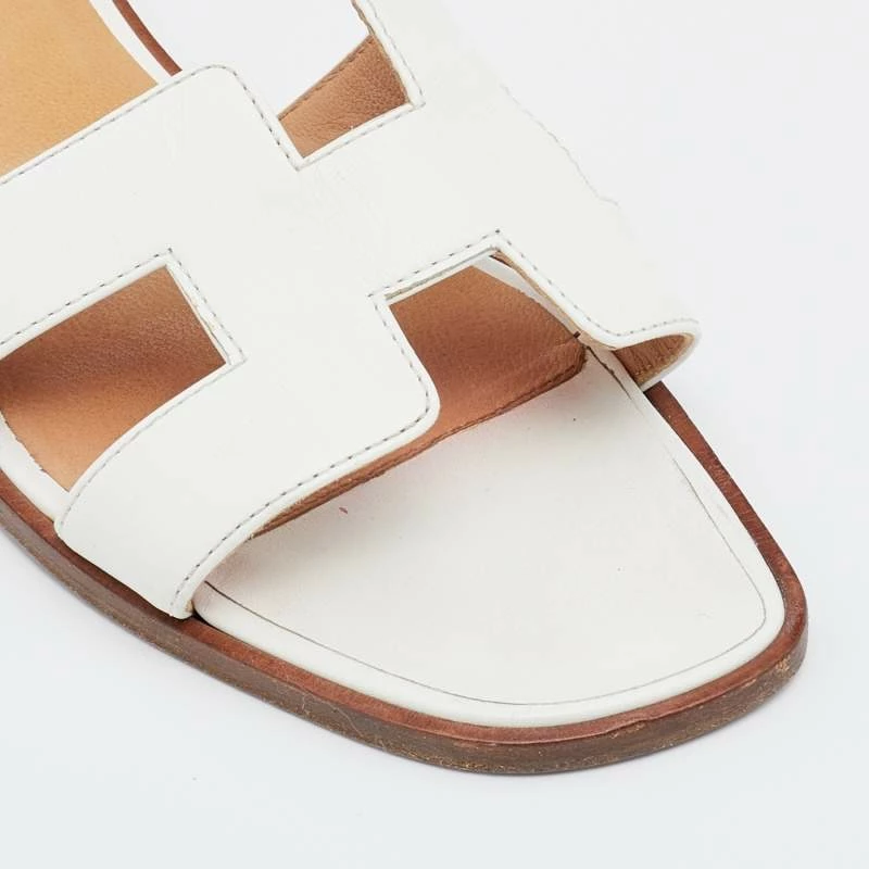 Hermes White Leather Oran Flats Size 38 For Women 9 Hermes White Leather Oran Flats Size 38 For Women - Image 7
