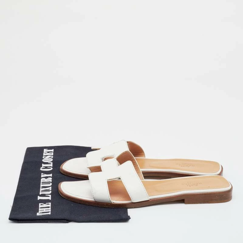 Hermes White Leather Oran Flats Size 38 For Women 10 Hermes White Leather Oran Flats Size 38 For Women - Image 8