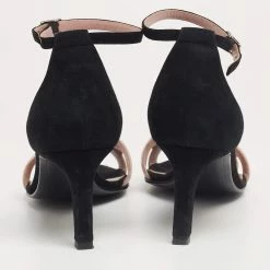 Hermes Pink/Black Crystals And Suede Premiere Ankle-Strap Sandals Size 40 For Women -Deals Hermes Store luxury women hermes used shoes p632267 005