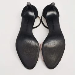 Hermes Pink/Black Crystals And Suede Premiere Ankle-Strap Sandals Size 40 For Women -Deals Hermes Store luxury women hermes used shoes p632267 009