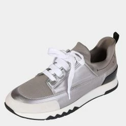 Hermes Grey/Silver Leather Stadium Sneakers EU 39.5 For Women -Deals Hermes Store luxury women hermes used shoes p636120 001