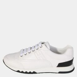 Hermes White Leather Trail Sneakers EU 39.5 For Women