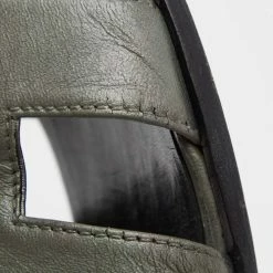 Hermes Grey/Black Leather Oran Flat Slides Size 40.5 For Women -Deals Hermes Store luxury women hermes used shoes p639041 1655098921 012