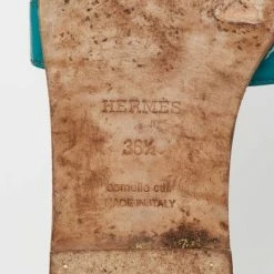 Hermes Teal Patent Leather Oran Flat Slides Size 36.5 For Women -Deals Hermes Store luxury women hermes used shoes p640992 1652680058 010