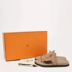 Hermes Beige Suede Empire Flat Slides Size 38 For Women -Deals Hermes Store luxury women hermes used shoes p641212 001