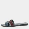 Hermes Two Tone Leather Oran Flat Slides Size 40.5 For Women -Deals Hermes Store luxury women hermes used shoes p642065 001
