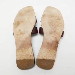 Hermes Two Tone Leather Oran Flat Slides Size 40.5 For Women -Deals Hermes Store luxury women hermes used shoes p642065 004