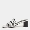 Hermes Silver Leather Chaine D'Ancre Slide Sandals Size 38.5 For Women -Deals Hermes Store luxury women hermes used shoes p643485 003