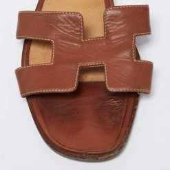 Hermes Brown Leather Oran Sandals Size 41.5 For Women 16 Hermes Brown Leather Oran Sandals Size 41.5 For Women -Deals Hermes Store luxury women hermes used shoes p646394 005
