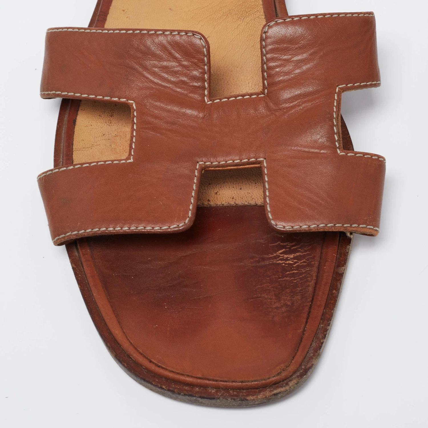 Hermes Brown Leather Oran Sandals Size 41.5 For Women 9 Hermes Brown Leather Oran Sandals Size 41.5 For Women - Image 7