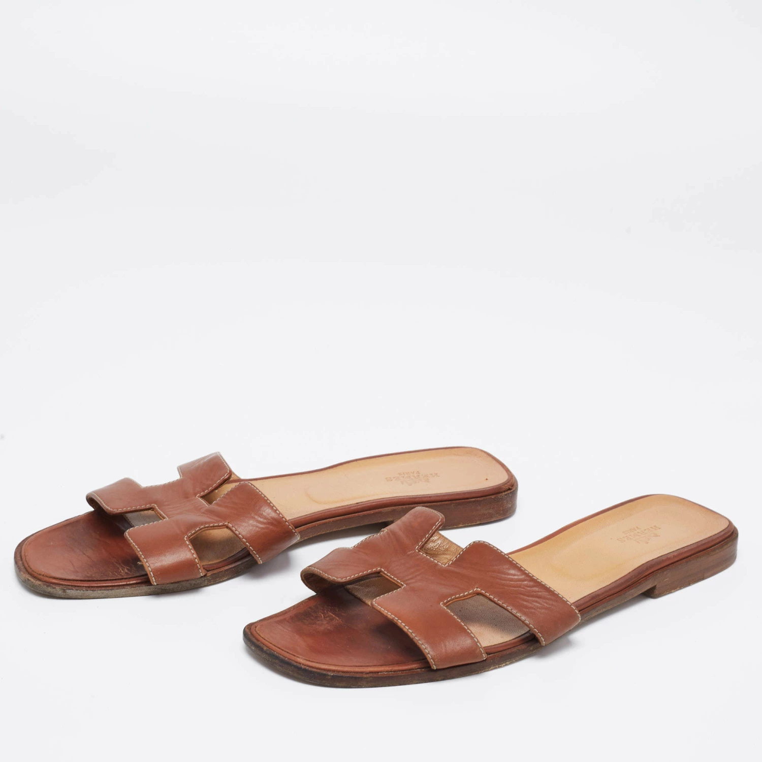 Hermes Brown Leather Oran Sandals Size 41.5 For Women 4 Hermes Brown Leather Oran Sandals Size 41.5 For Women - Image 2