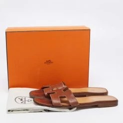 Hermes Brown Leather Oran Sandals Size 41.5 For Women 17 Hermes Brown Leather Oran Sandals Size 41.5 For Women -Deals Hermes Store luxury women hermes used shoes p646394 008
